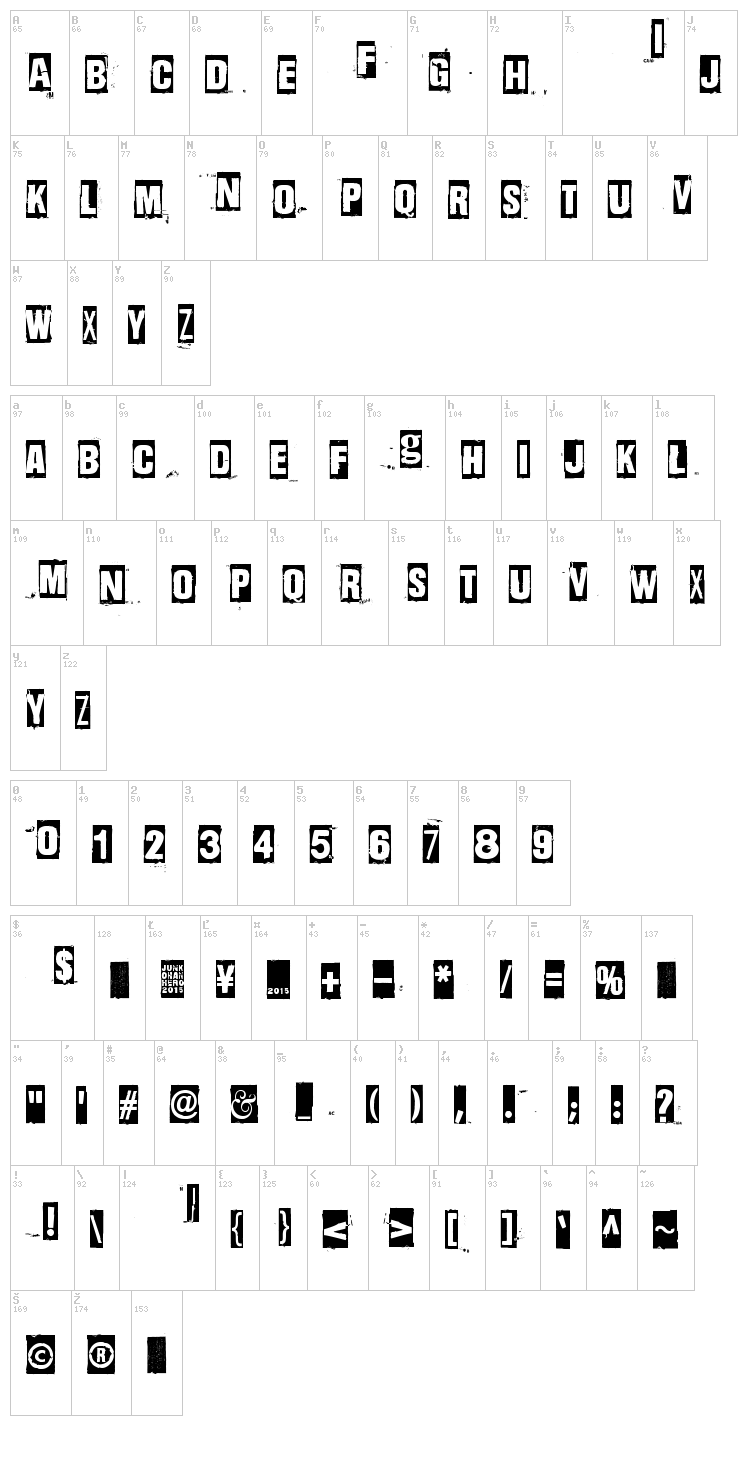 Dharma Punk font map